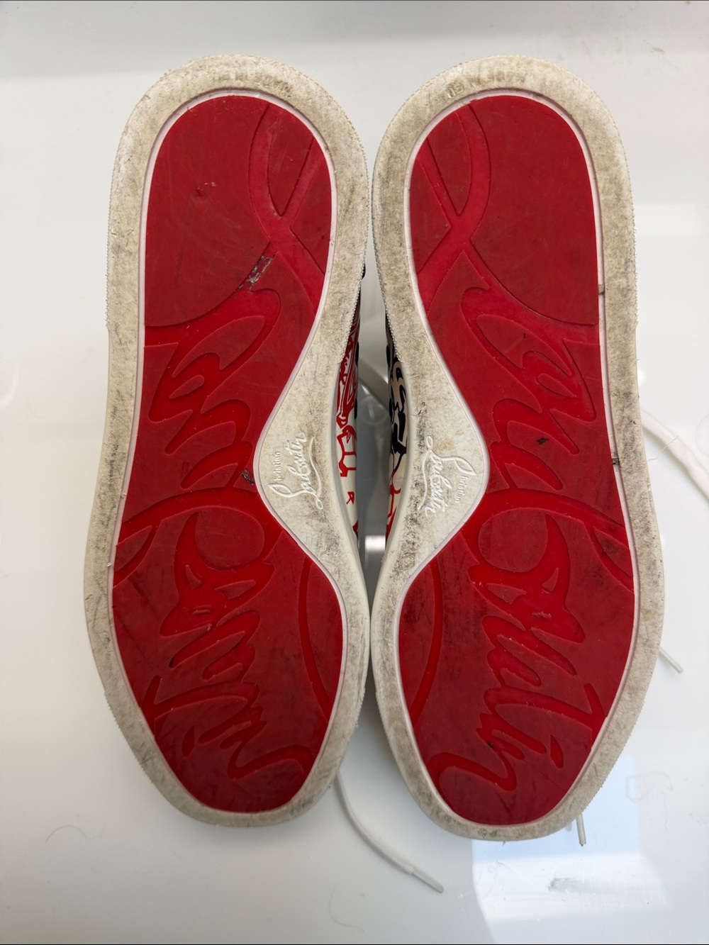 Christian Louboutin Graffiti High-Top Sneakers in Red, Yellow and Orange - Picture 4 of 9